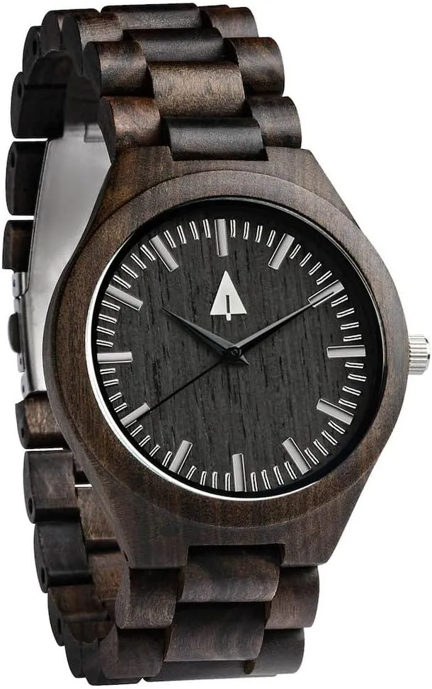 Quartz Movement, Stylish Exotic Wrist Watch with Stainless Steel Buckle, Adjustable Straps, Watch Made from Ebony Wood, Relojes para Hombre Treehut Wooden Watches distinction fantastic for Men, Japanese 