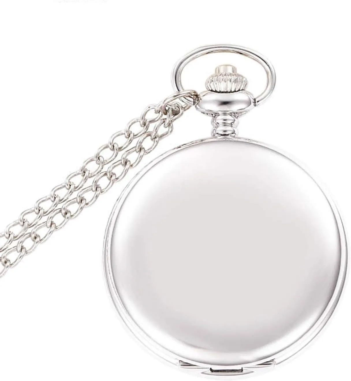Quartz Pocket Watch with Chain numeral groove admission basic effective religion RORIOS Pocket Watch Vintage Steel Mens Womens Pocket Watches Smooth Case Arabic Numbers Modern 