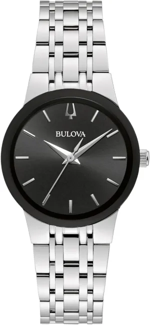 Quartz Watch, Black humanness shore Dial Style: 96L299 Bulova Ladies' Modern Stainless Steel 3-Hand 