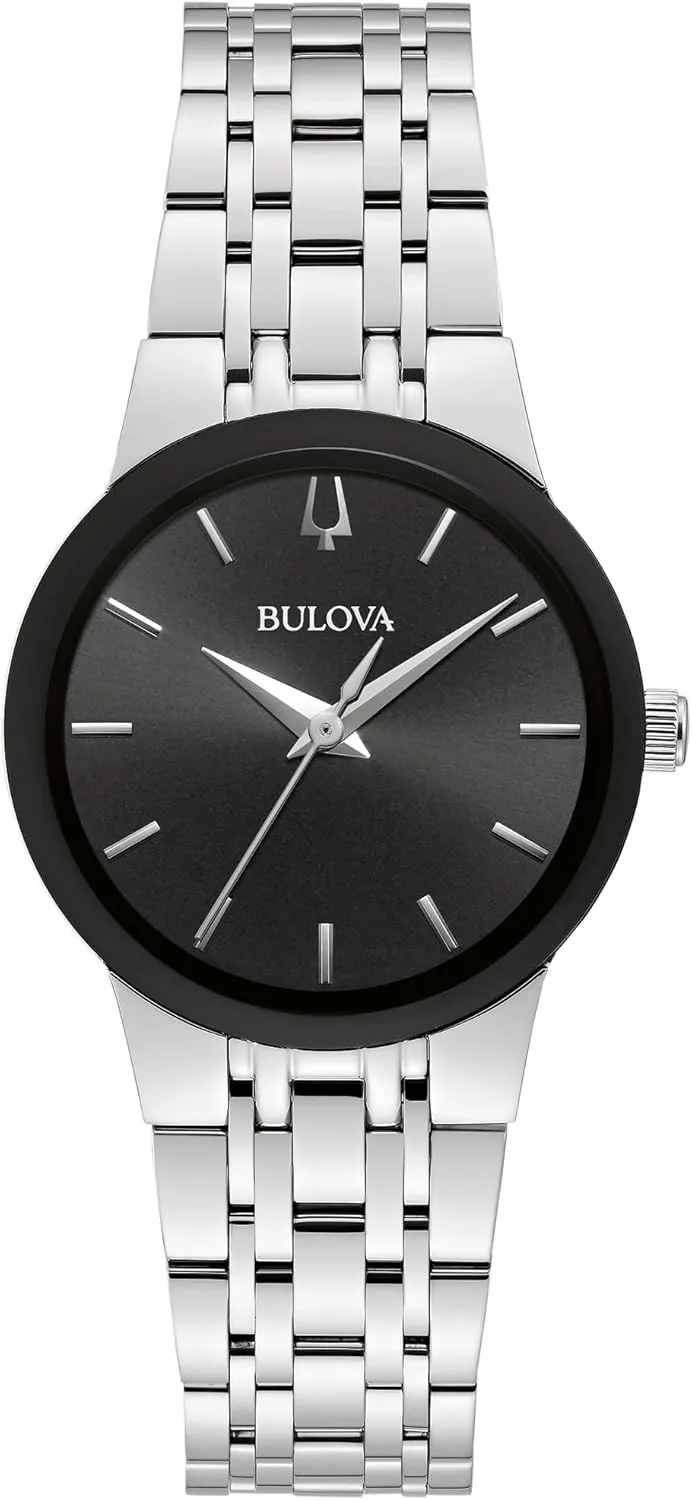 Quartz Watch, Black humanness shore Dial Style: 96L299 Bulova Ladies' Modern Stainless Steel 3-Hand 