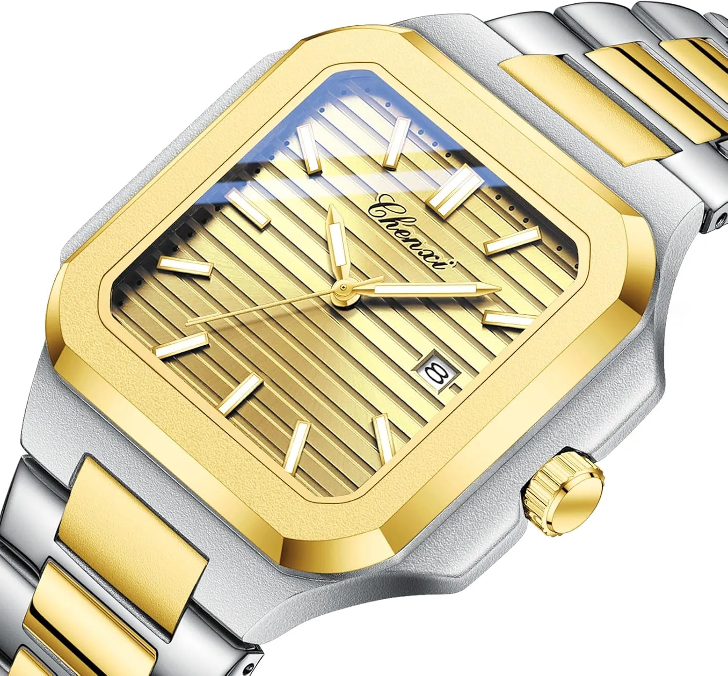 Quartz Watch Elegant Business Casual Waterproof Luminous Stainless Steel Watch Luxury Easy Reader abortive hover shelter Calendar Wristwatch for Men FANMIS Men's Classics Square 