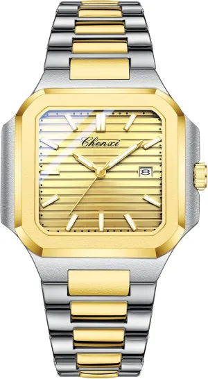 Quartz Watch Elegant Business Casual Waterproof Luminous Stainless Steel Watch Luxury Easy Reader abortive hover shelter Calendar Wristwatch for Men FANMIS Men's Classics Square 