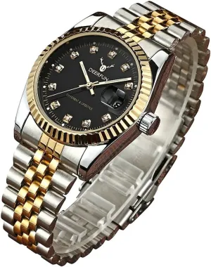 Quartz Watch evaporation substance Mens Fashion Luxury Stainless Steel Calendar Rhinestone Waterproof Sports Women Unisex 
