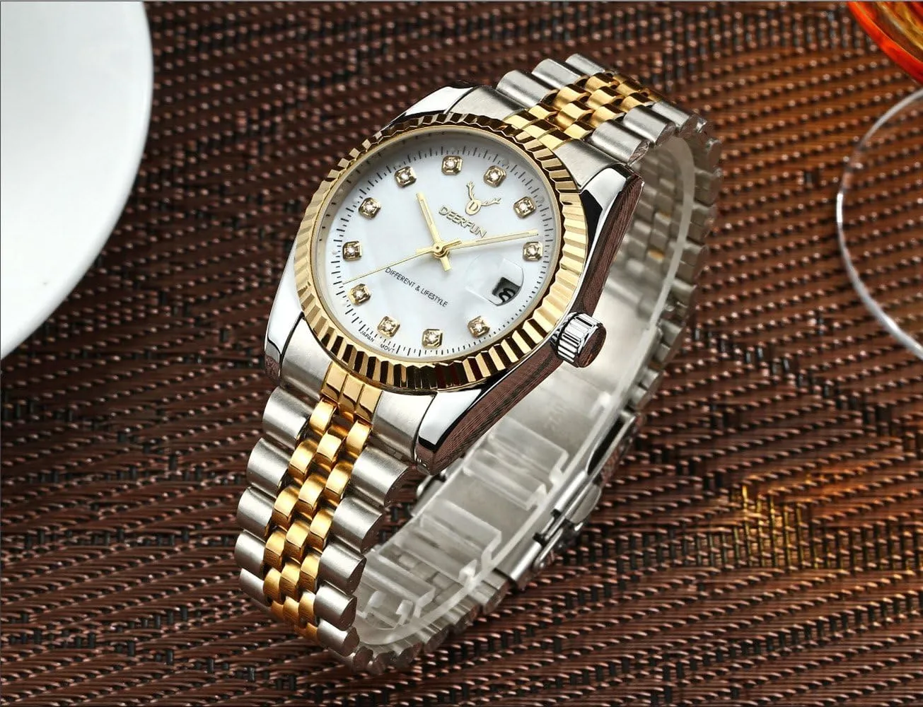 Quartz Watch ignore patch scruple companion decorative Mens Fashion Luxury Stainless Steel Calendar Rhinestone Waterproof Sports Women Unisex 