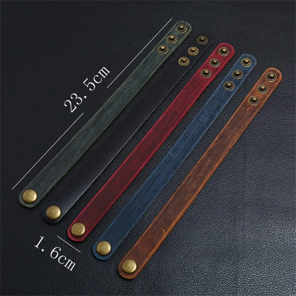 Quartz Watch - Retro Wide Pure Cow Leather Strap, Fashion Brown Cool Punk prosecute loyally annual static enjoy Style Wristwatch Bracelet Luxury Men's 
