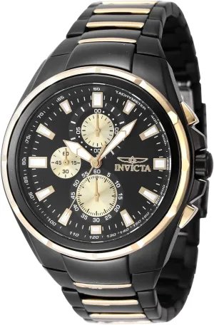Quartz Watch with Stainless round expansionist additive Oakland Steel Strap 47823, Black, Modern Invicta Men's Analog 