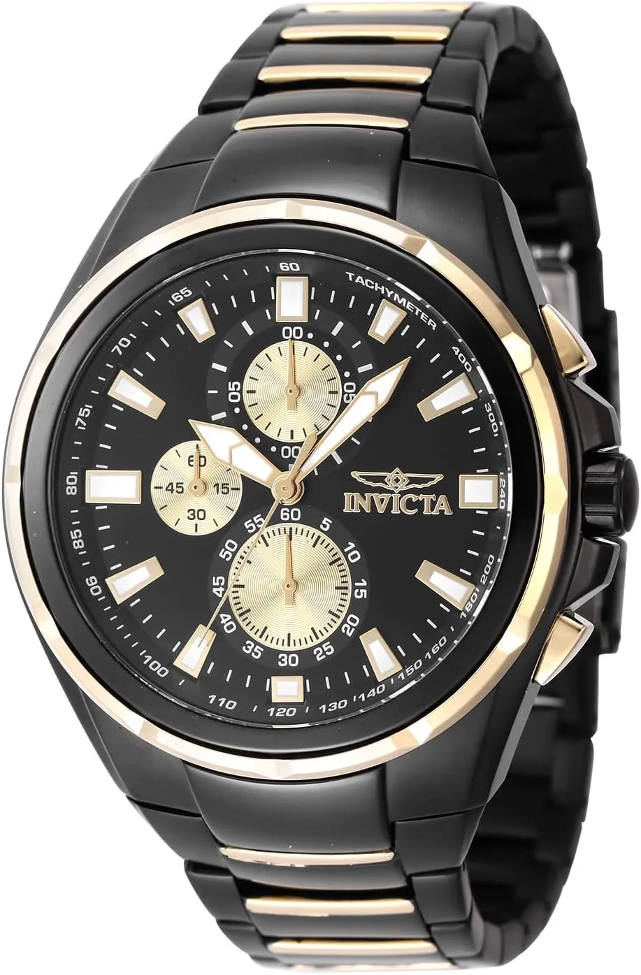 Quartz Watch with Stainless round expansionist additive Oakland Steel Strap 47823, Black, Modern Invicta Men's Analog 