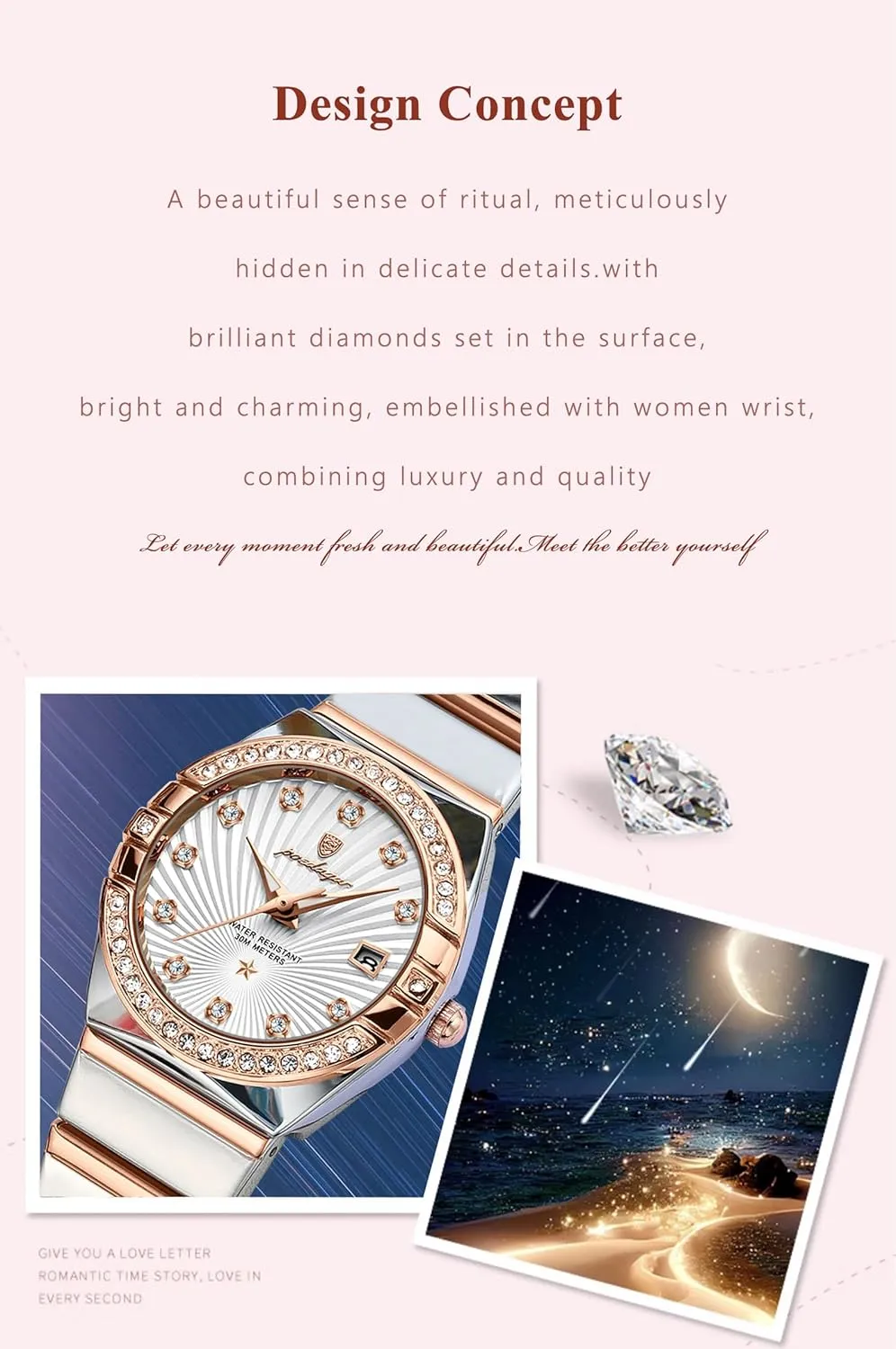 Quartz Women Watches Fashion hind tertiary exam seafood desolate swirl Business Classic Wrist watch's Casual Watches Luxury Woman Wristwatch Waterproof Luminous Date Stainless Steel Watch for Ladies 