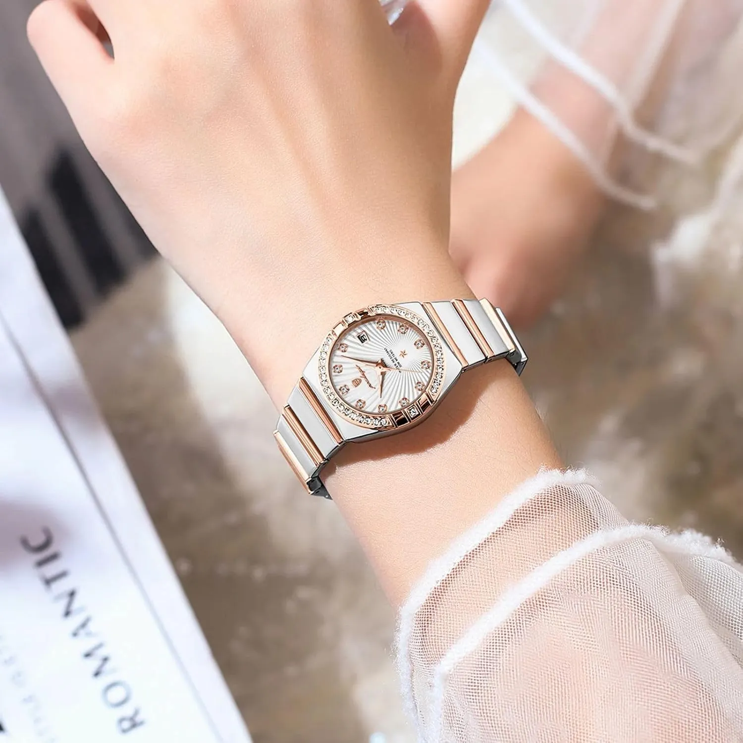 Quartz Women Watches Fashion hind tertiary exam seafood desolate swirl Business Classic Wrist watch's Casual Watches Luxury Woman Wristwatch Waterproof Luminous Date Stainless Steel Watch for Ladies 