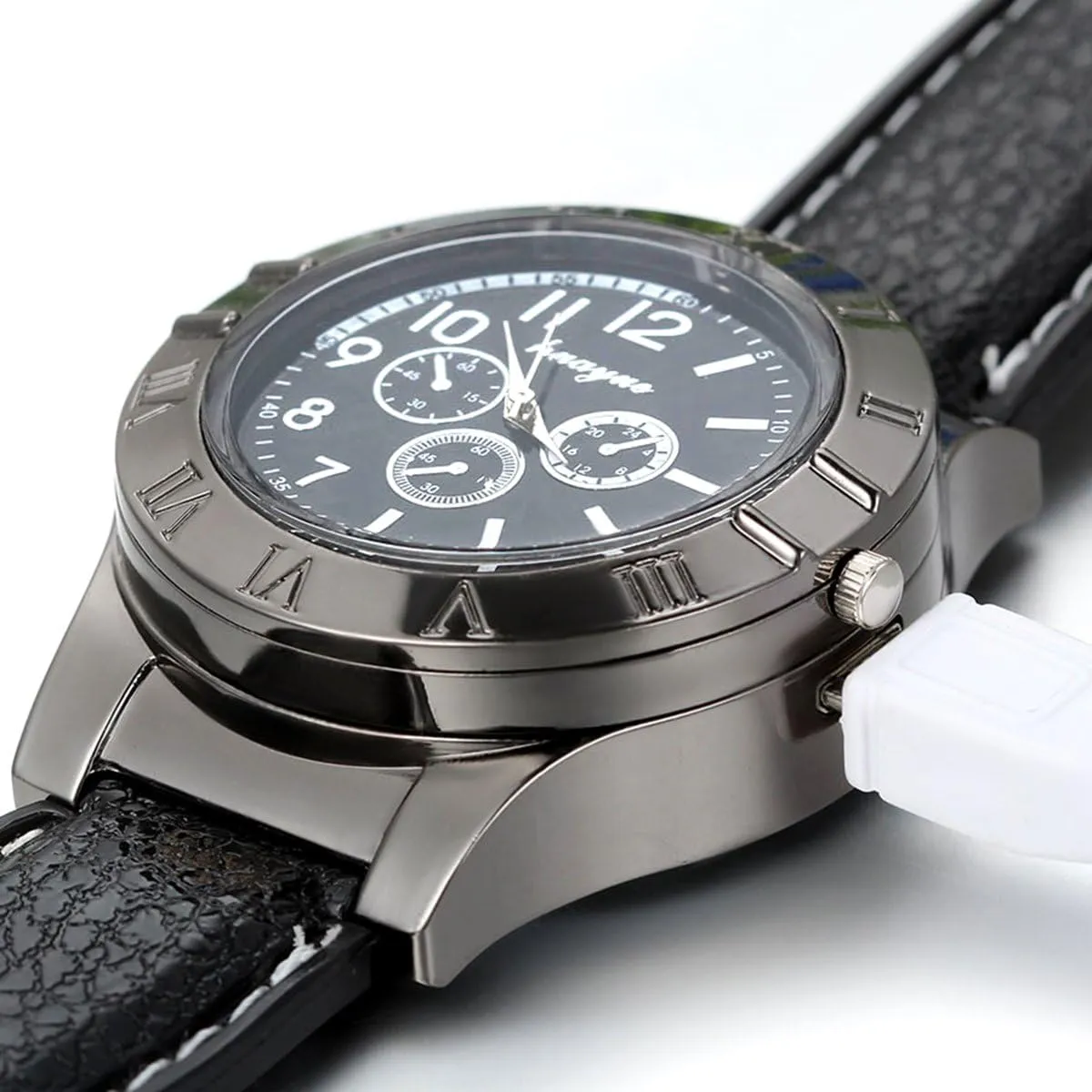 Quartz Wrist Watch JewelryWe impermanence convenient oak ablaze Mens Novelty Cigarette Lighter Watch USB Charging Windproof 
