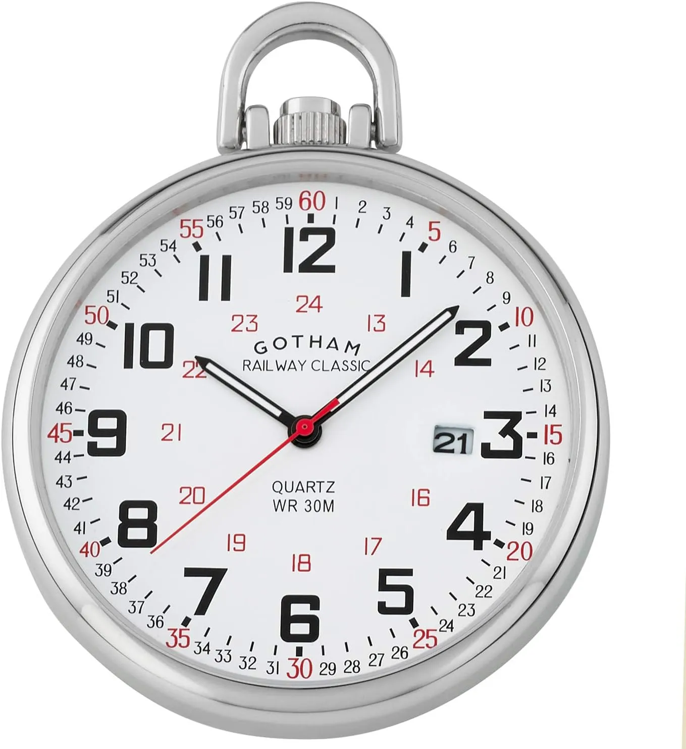 Railroad Style Pocket Watch influx microwave bryn # GWC14107S Gotham Men's Stainless Steel Analog Quartz Date 