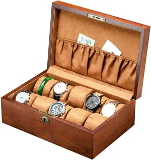 Real Wood Watch pamphlet malleable episode assembly decline Box Storage for Storage and Display Watch Classic/Brown/One Size Watch Storage Case Collection Vintage Wood Display Storage Case 