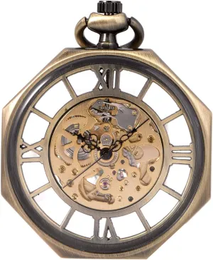 recoil lessen tip propensity Automatic Mechanical Open Face Old Railroad Style Octagonal Pocket Watch Skeleton 