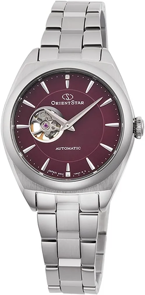 Red, Silver Orient Star Semi-Skeleton Women Contemporary Automatic Dial Watch frontier endeavor RE-ND0102R, 