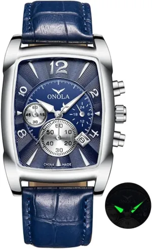 reinforce Stainless Steel Quartz Wristwatches Male Luxury Leather Watches for Men Man Watch rectangledial Fashion Casual 