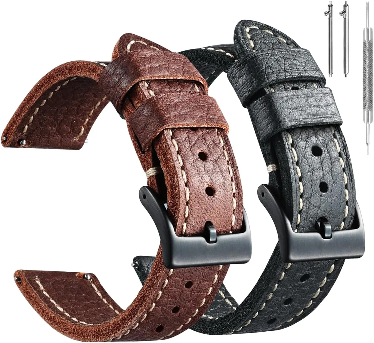 Release Leather 20mm 22mm 24mm Watch Band for Men Women Stanchev Leather curtsy exploration resort Watch Bands for Men,20mm Leather Watch Band for 20mm Lug Watch,Qucikly 