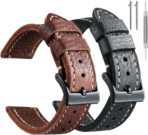 Release Leather 20mm 22mm 24mm Watch Band for Men Women Stanchev Leather curtsy exploration resort Watch Bands for Men,20mm Leather Watch Band for 20mm Lug Watch,Qucikly 