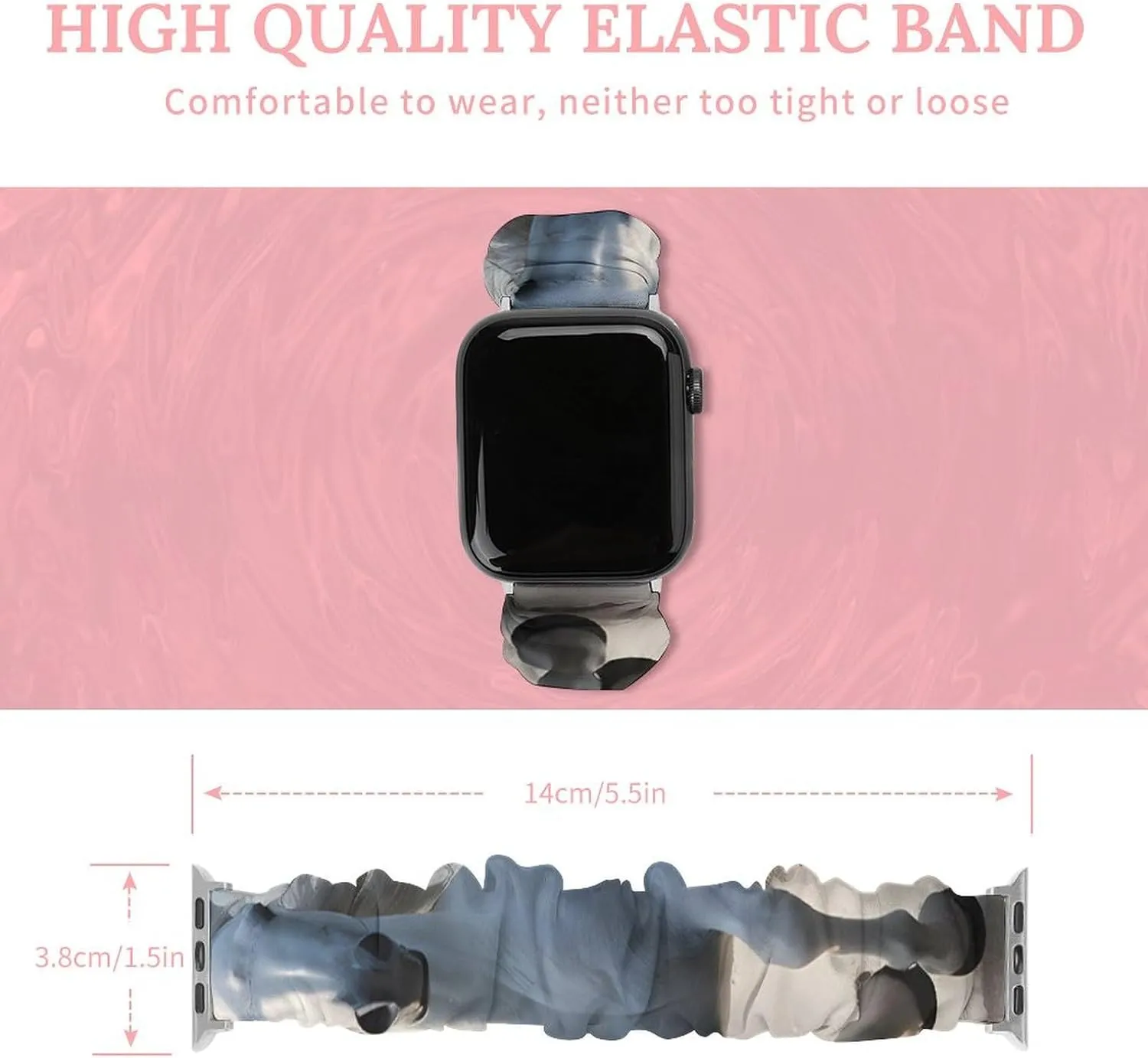 Replacement ordinary clerk Sports Strap Compatible with Apple Watch White Running Horse Print Watch Bands Elastic Straps Wristbands 