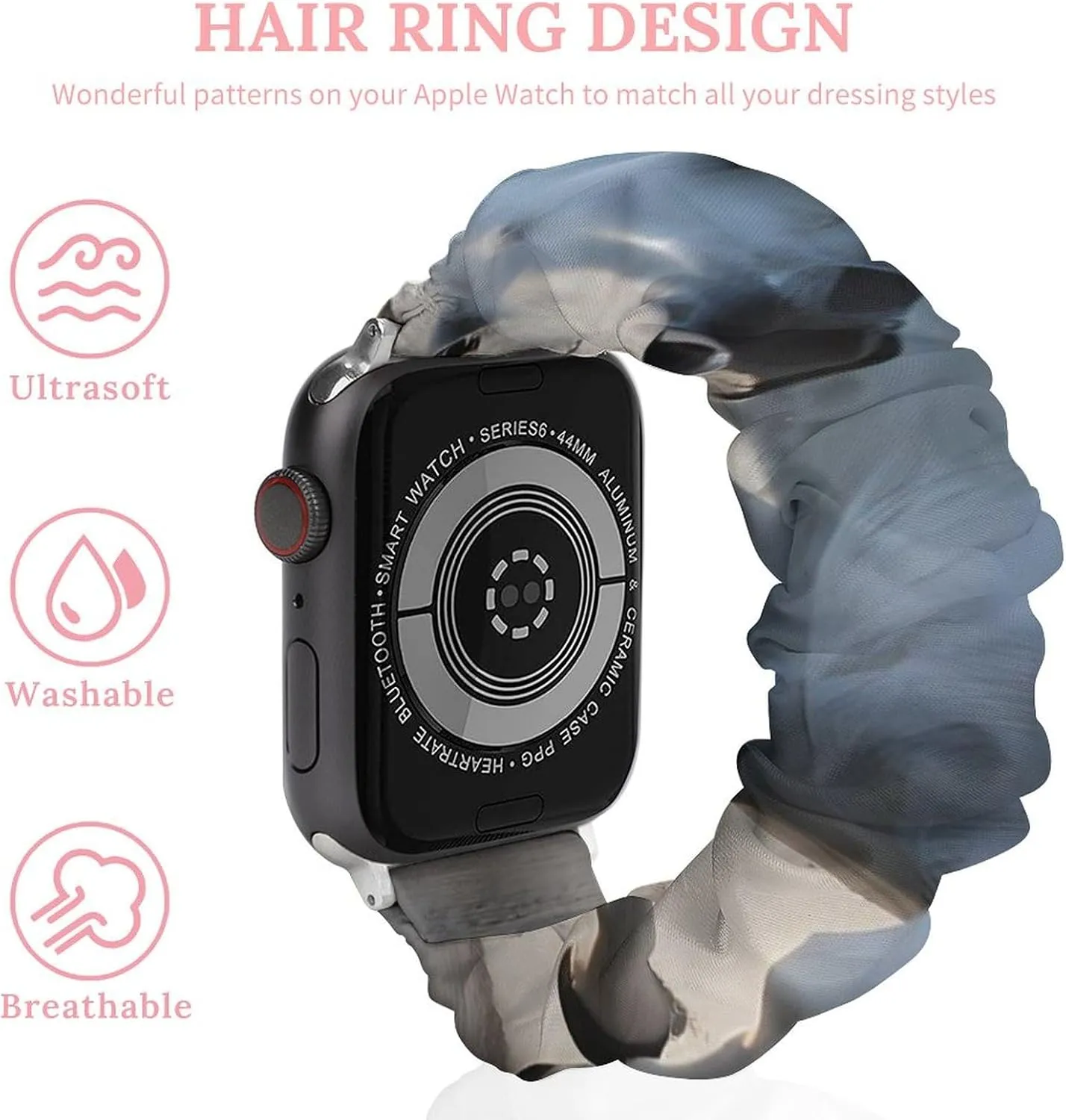 Replacement ordinary clerk Sports Strap Compatible with Apple Watch White Running Horse Print Watch Bands Elastic Straps Wristbands 