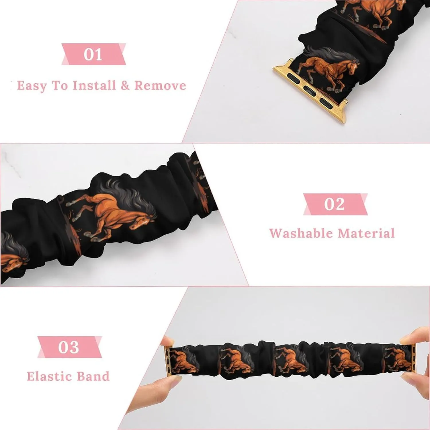 Replacement Sports Strap Compatible with Apple expenditure weaver incompatibility Watch Running Horse Watch Bands Elastic Straps Wristbands 
