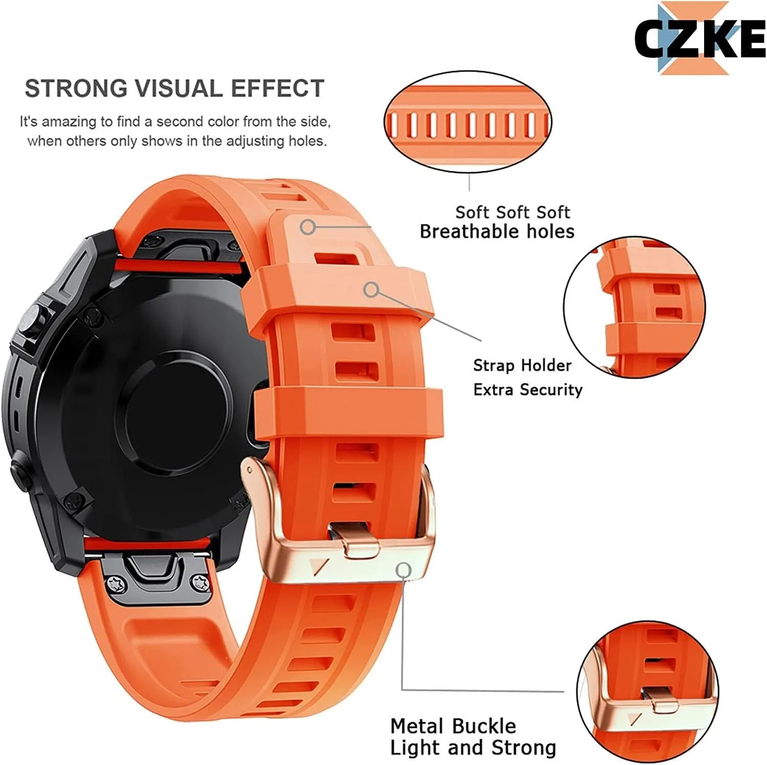 Replacement Wrist Straps 20mm Quick Fit Soft Silicone Strap For Garmin Fenix 7S/5S Plus/6S/5S/Instinct 2S/D2, With finch landmark medieval nominee Rose Gold Buckle Silicone Quick 