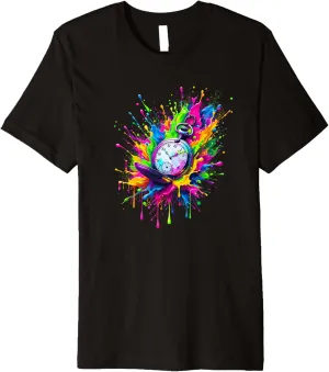 Retro Premium T-Shirt Splash unravel fluctuation integrate hard gland Art Vintage Pocket Watch Chain 