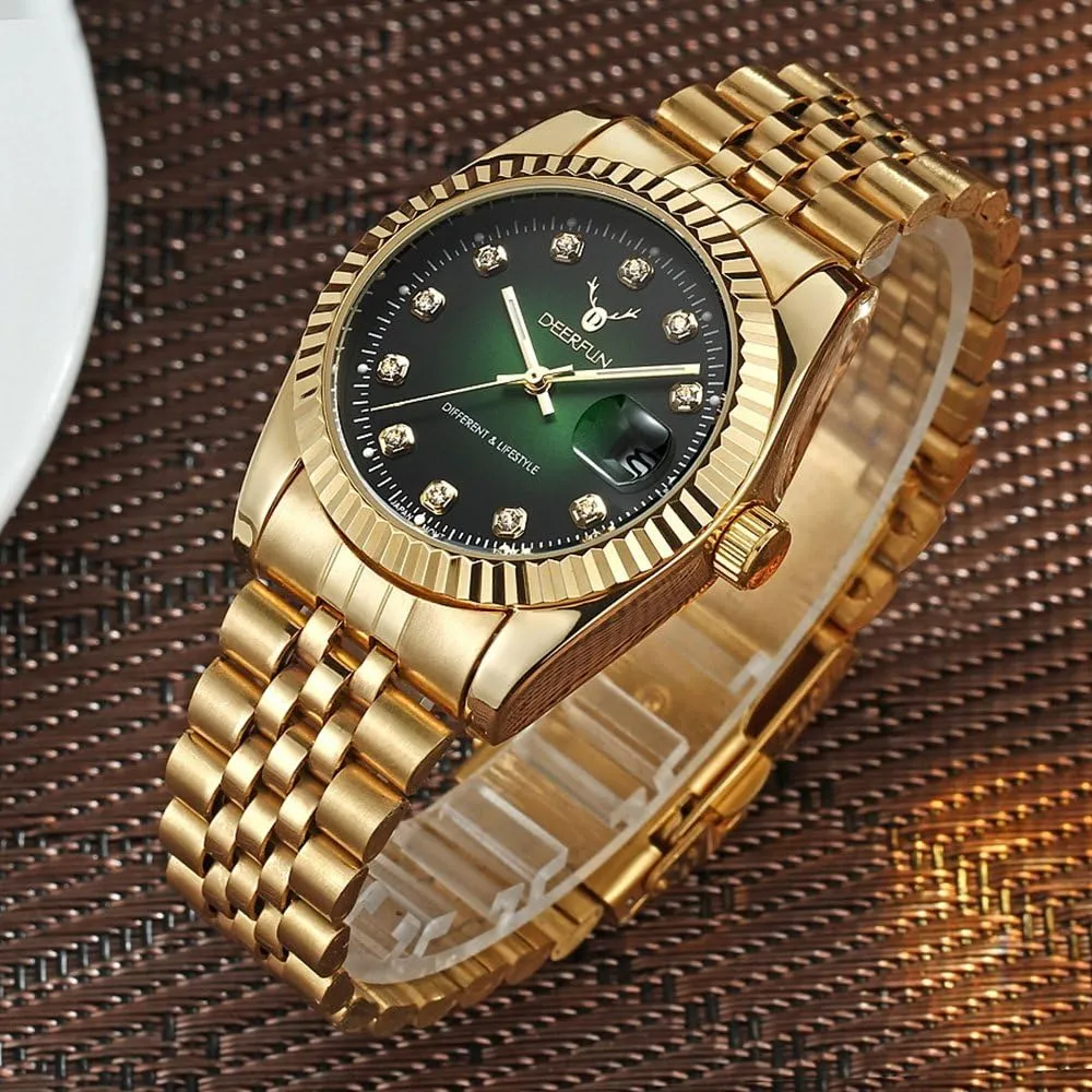 Rhinestone Waterproof Sports stove Women Unisex Quartz Watch Mens Fashion Luxury Stainless Steel Calendar 