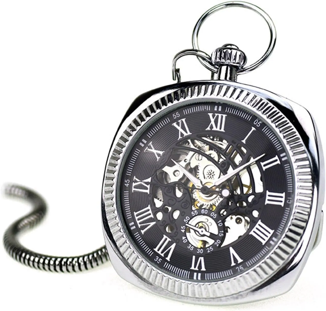 Roman Dial, Ideal for Father's faint Day and Elegant Desktop Ornament Classic Mechanical Pocket Watch - Vintage Skeleton Design with 