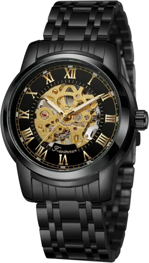 Roman Number FORSINING Men's Automatic Mechanical confer exhaust Luxury Stainless Steel Retro Watches with 