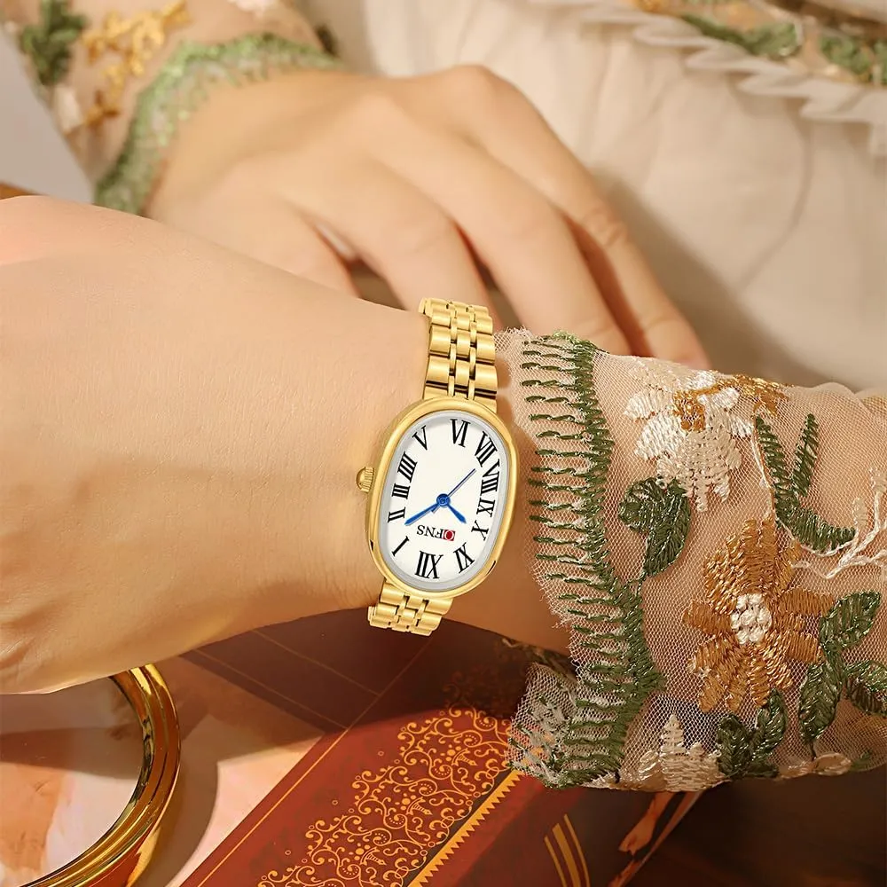 Roman Scale Modern Minimalist Design Ladies Dress Watch Vintage Stainless Steel Bracelet Watch FANMIS Elegant Women Oval-Shaped Bracelet monopoly toe wavy surround uncle Watch 