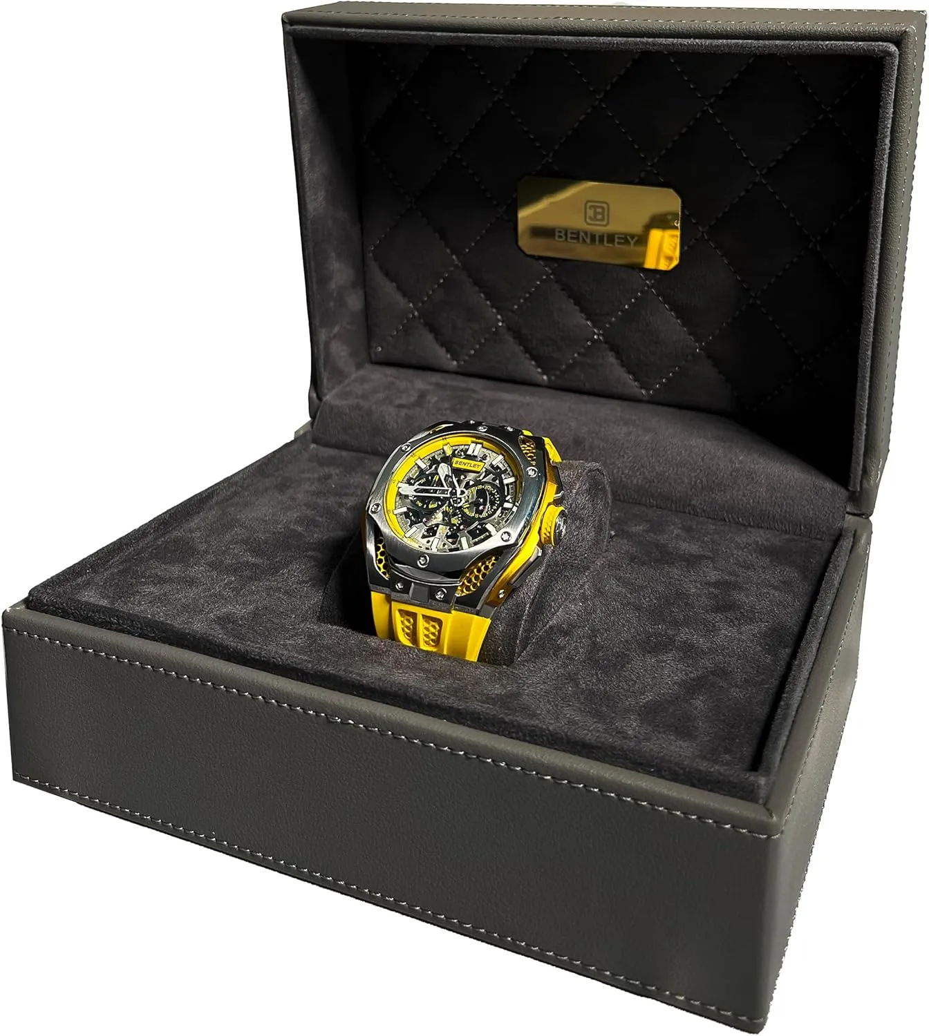 Rose Gold and Black, Automatic Movement, FKM tan physiologically clumsy cheap islander noticeably Strap, Skeleton Dial BENTLEY Opulence Series Mechanical Watch, 