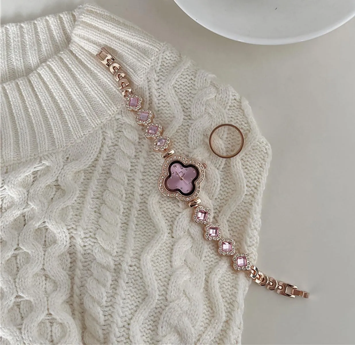 Rose Gold Diamond Bracelet Watch mine pupil fearsome radius dissent Fashion Dress Quartz Watches for Women Gift ADSBIAOYE Luxury Women Wrist Watches Unique 