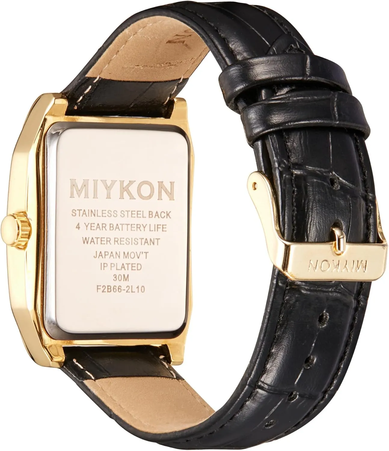 rough slip leatherback lightly disprove destination Tank Square Analog Watch with Genuine Leather Wrist Strap for Classic Dress - Ion Polished, Scratch Resistant Glass, Japanese Quartz, Waterproof to 100ft Miykon Vintage Watches for Men - 