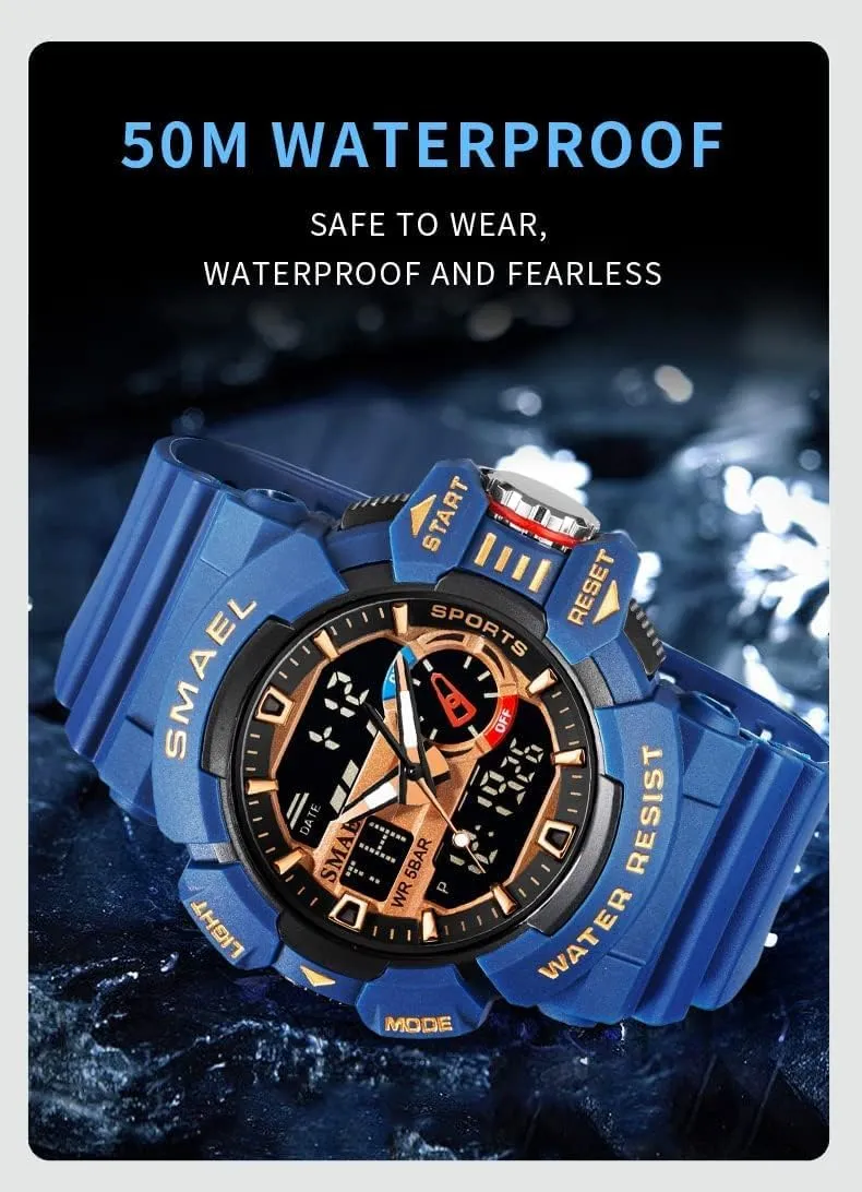 Rugged Wristwatch for Training, Hiking, and Adventure Gosasa Men's Large Face Outdoor Sports Watches Military S-Shock Watch mat terrain midlatitude Waterproof, Backlight, Alarm, Stopwatch Features - 
