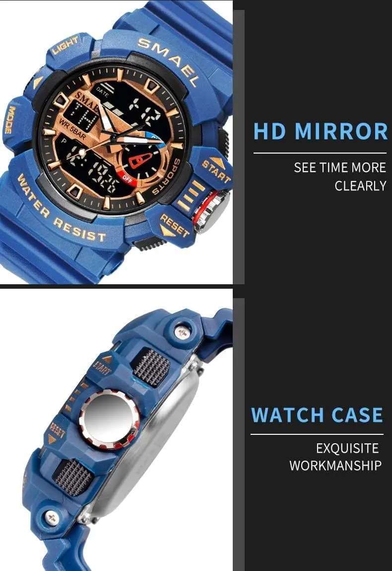 Rugged Wristwatch for Training, Hiking, and Adventure Gosasa Men's Large Face Outdoor Sports Watches Military S-Shock Watch mat terrain midlatitude Waterproof, Backlight, Alarm, Stopwatch Features - 