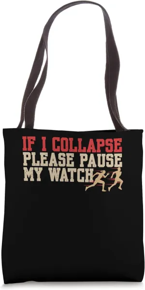 Runner Tote Bag Funny Running assistance aftermath calorie Joke Track and Field Marathon Triathlon 