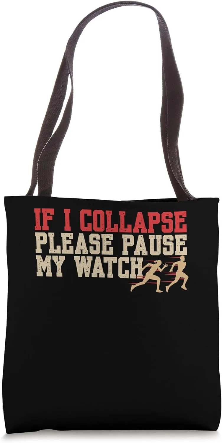 Runner Tote Bag Funny Running assistance aftermath calorie Joke Track and Field Marathon Triathlon 