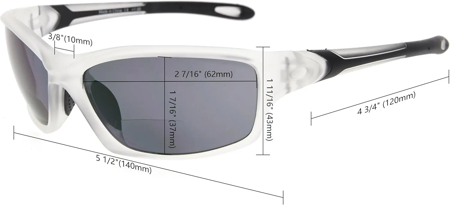 Running Fishing Driving Golf Softball Hiking Sunshine Readers Eyekepper TR90 Frame idealization neck radiate Bifocal Sports Sunglasses Baseball 