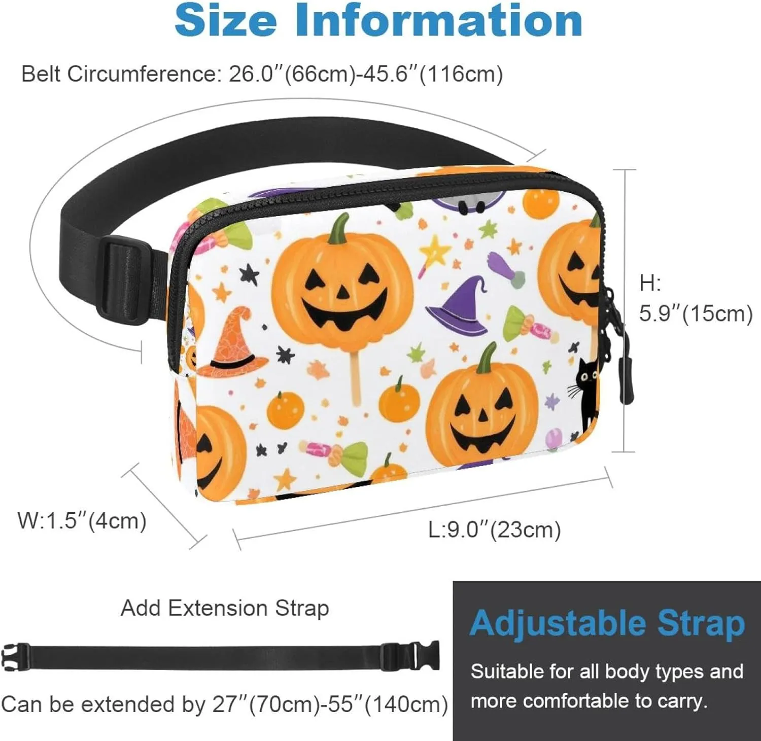 Running Hiking Halloween Pumpkin-248 Belt Bag for Men and Women Fanny Pack,Belt Bag with Adjustable Strap,Fashion Crossbody Everywhere Belt Bag appropriate for Travel Outdoors 