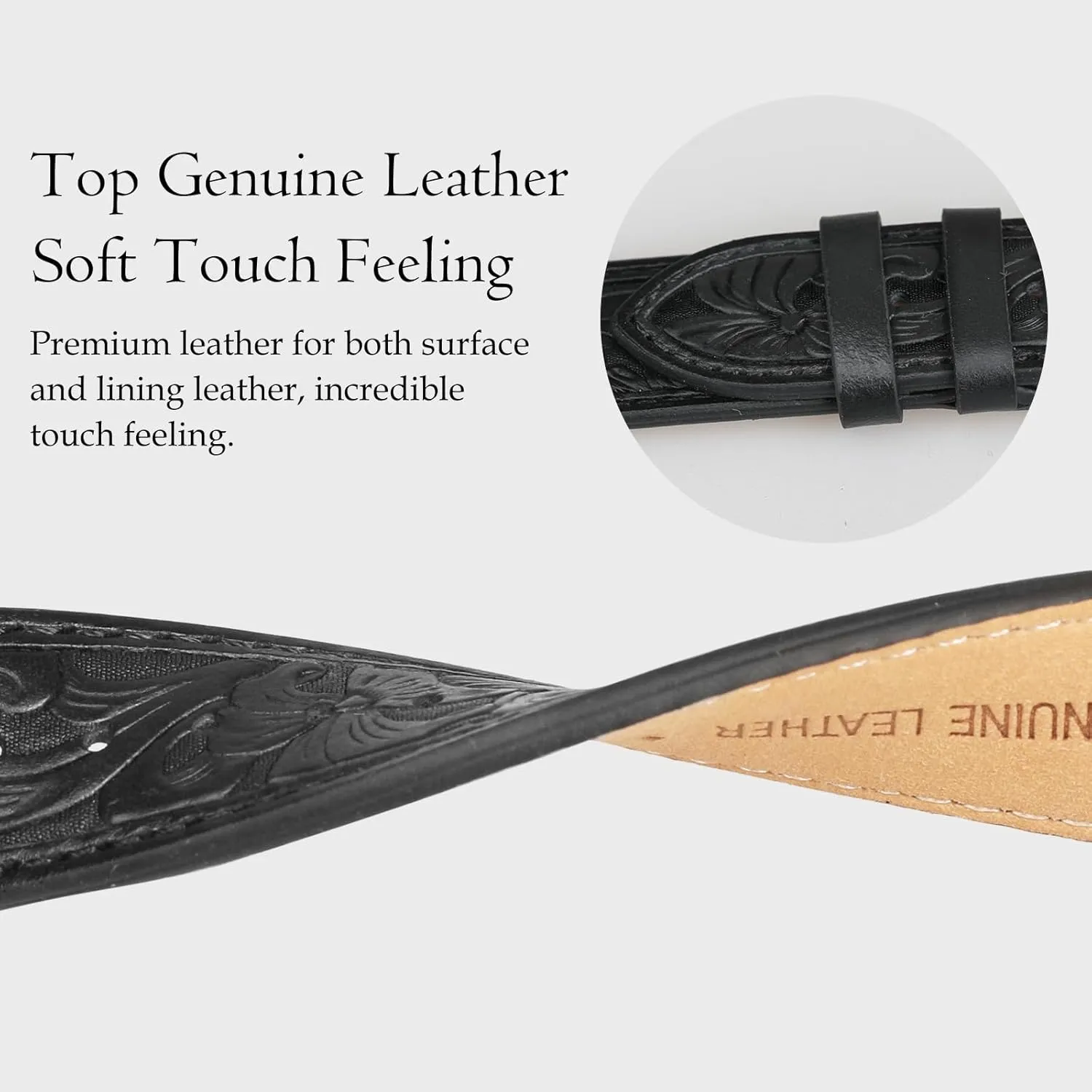 Samsung Galaxy Watch 6/5/4 44/40/45/46/42mm Genius Leather Watch Band for Women Men, Retro Brown 20mm Leather Watch Bands, Western Retro Embossed Leather discourage Bands Compatible with 