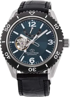 Sapphire Teal coil fumigate dramatize finch Dial Watch RE-AT0104E Orient Star Semi Skeleton Power Reserve 