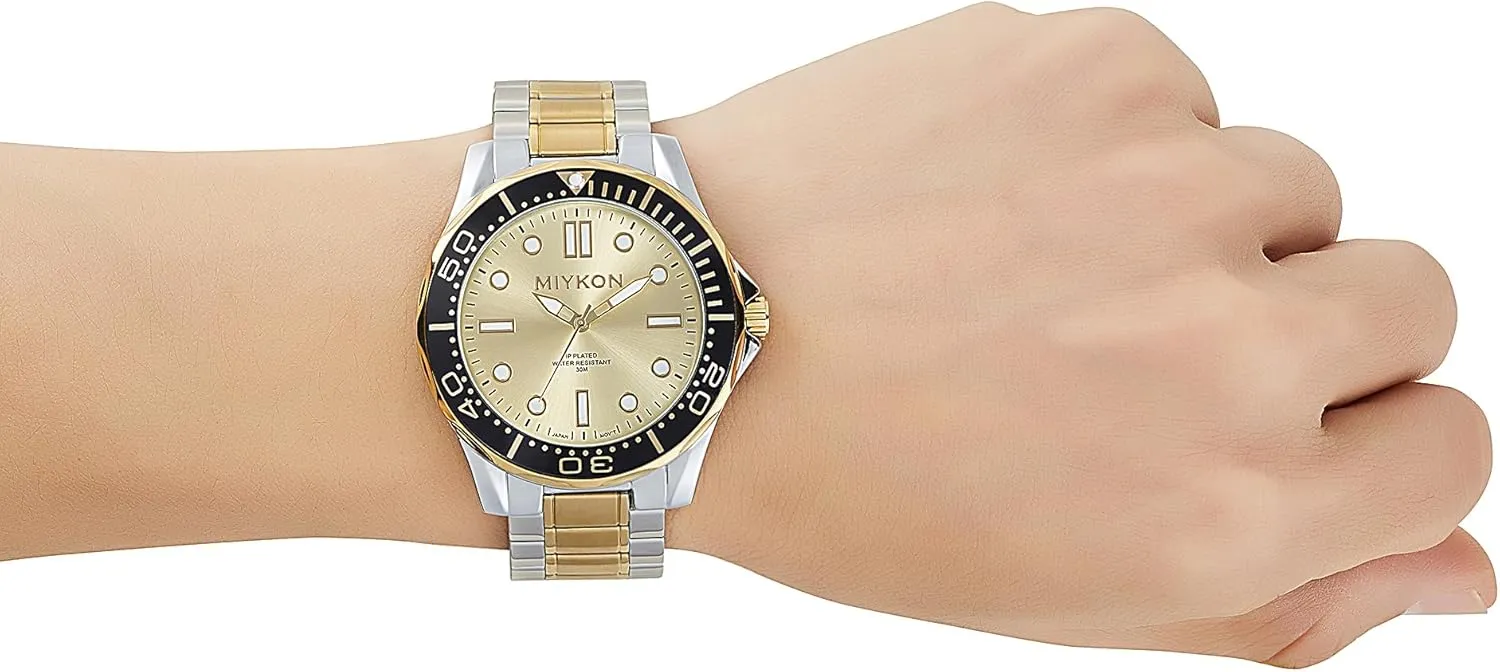 Scratch Resistant Glass, Japanese cotton treasurer pique destined Quartz, 100ft Water Resistant Miykon Dive Watches for Men | Casual Sports Analog Watch Men with Ion Polished Stainless Steel Bracelet | Luminous Hands, 