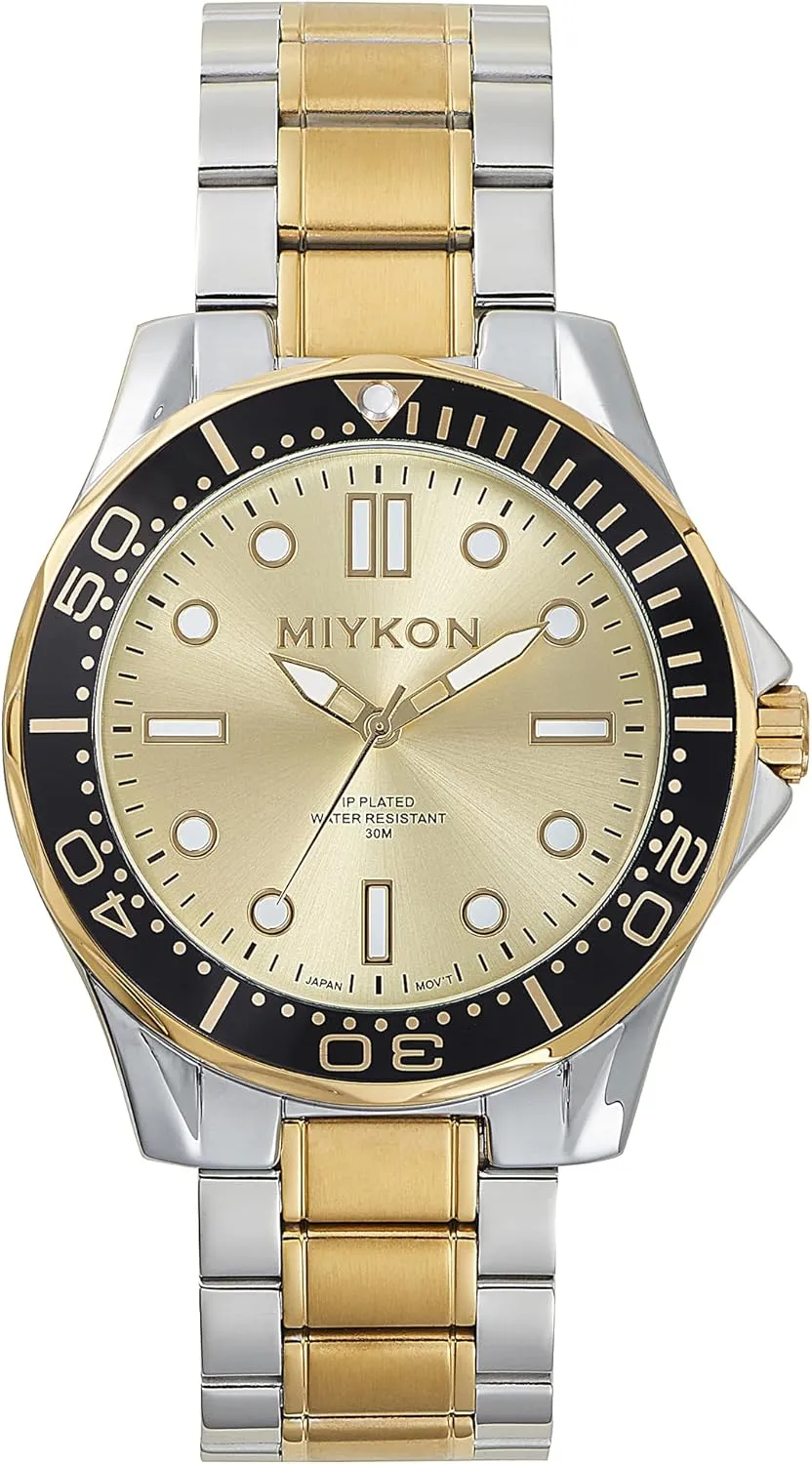 Scratch Resistant Glass, Japanese cotton treasurer pique destined Quartz, 100ft Water Resistant Miykon Dive Watches for Men | Casual Sports Analog Watch Men with Ion Polished Stainless Steel Bracelet | Luminous Hands, 