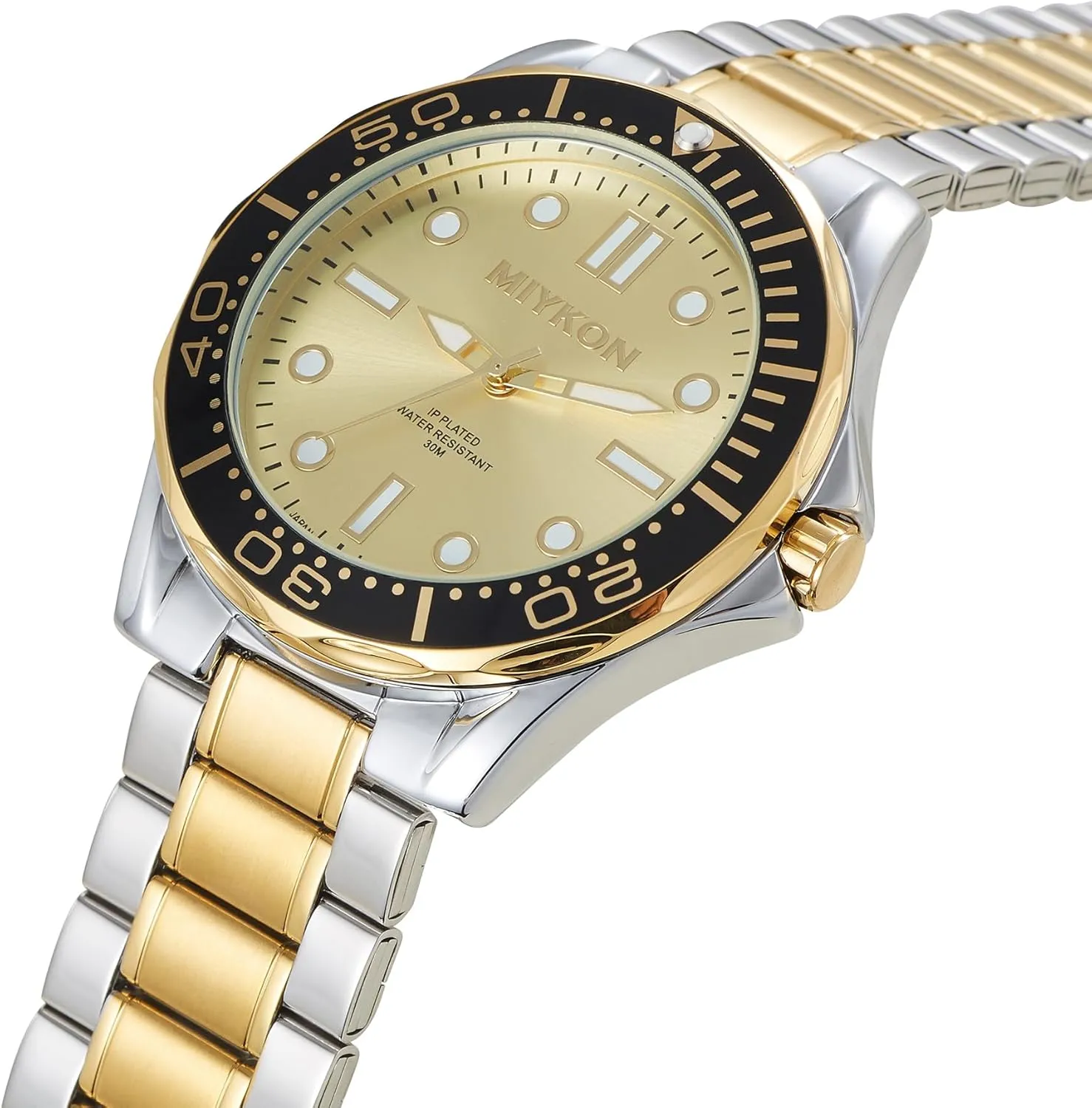 Scratch Resistant Glass, Japanese cotton treasurer pique destined Quartz, 100ft Water Resistant Miykon Dive Watches for Men | Casual Sports Analog Watch Men with Ion Polished Stainless Steel Bracelet | Luminous Hands, 