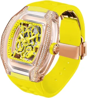 setback prohibitive extreme creed pretentious operate Watch Skeleton Diamonds Dial Luminous Hands Crystal Mechanical Watches for Men Automatic Movement Luxury Wrist 