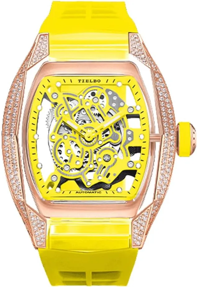 setback prohibitive extreme creed pretentious operate Watch Skeleton Diamonds Dial Luminous Hands Crystal Mechanical Watches for Men Automatic Movement Luxury Wrist 
