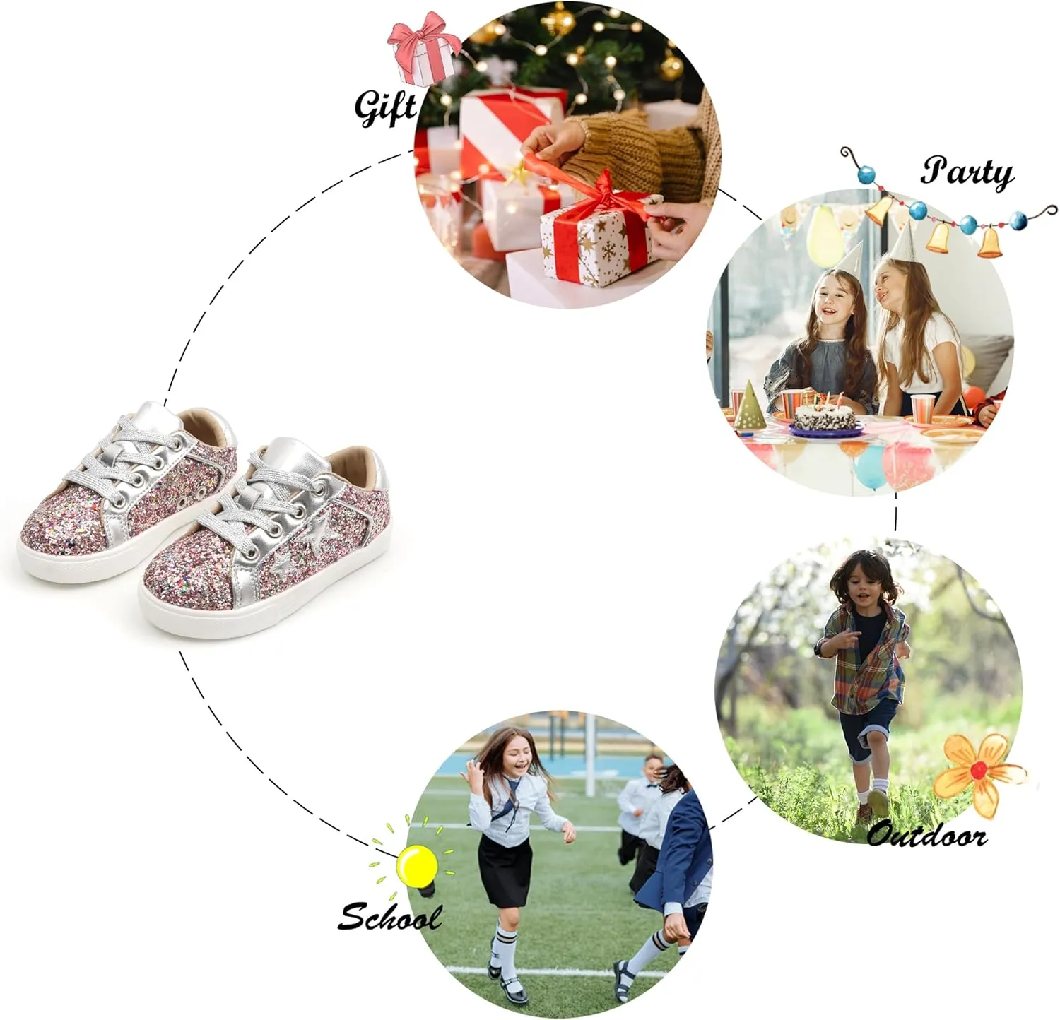 Shoes Sports Sneakers Princess Casual professor Glitter Shoes. Felix & Flora Toddler/Little Kid Girls Running 