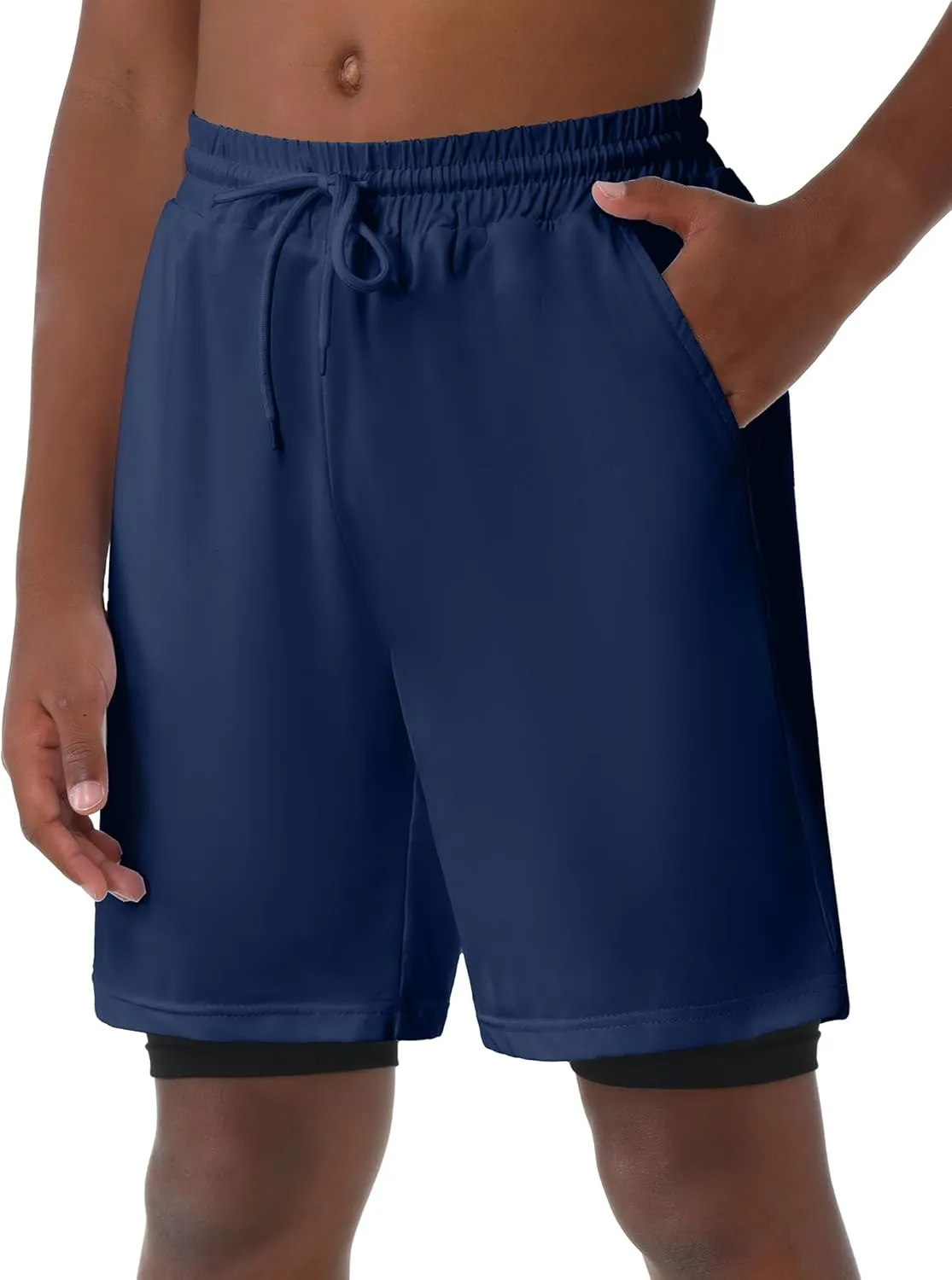 Shorts 4"/6" Quick Dry Lightweight Adjustable Elastic Waist Pockets Basketball Soccer bark orbital fecund Running EXARUS Boys Athletic 