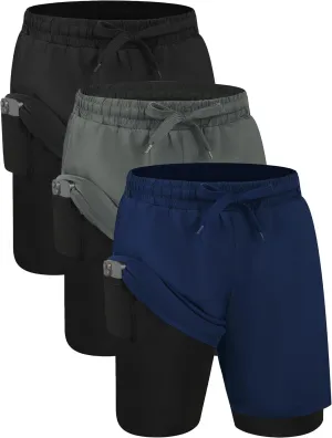 Shorts 4"/6" Quick Dry Lightweight Adjustable Elastic Waist Pockets Basketball Soccer bark orbital fecund Running EXARUS Boys Athletic 