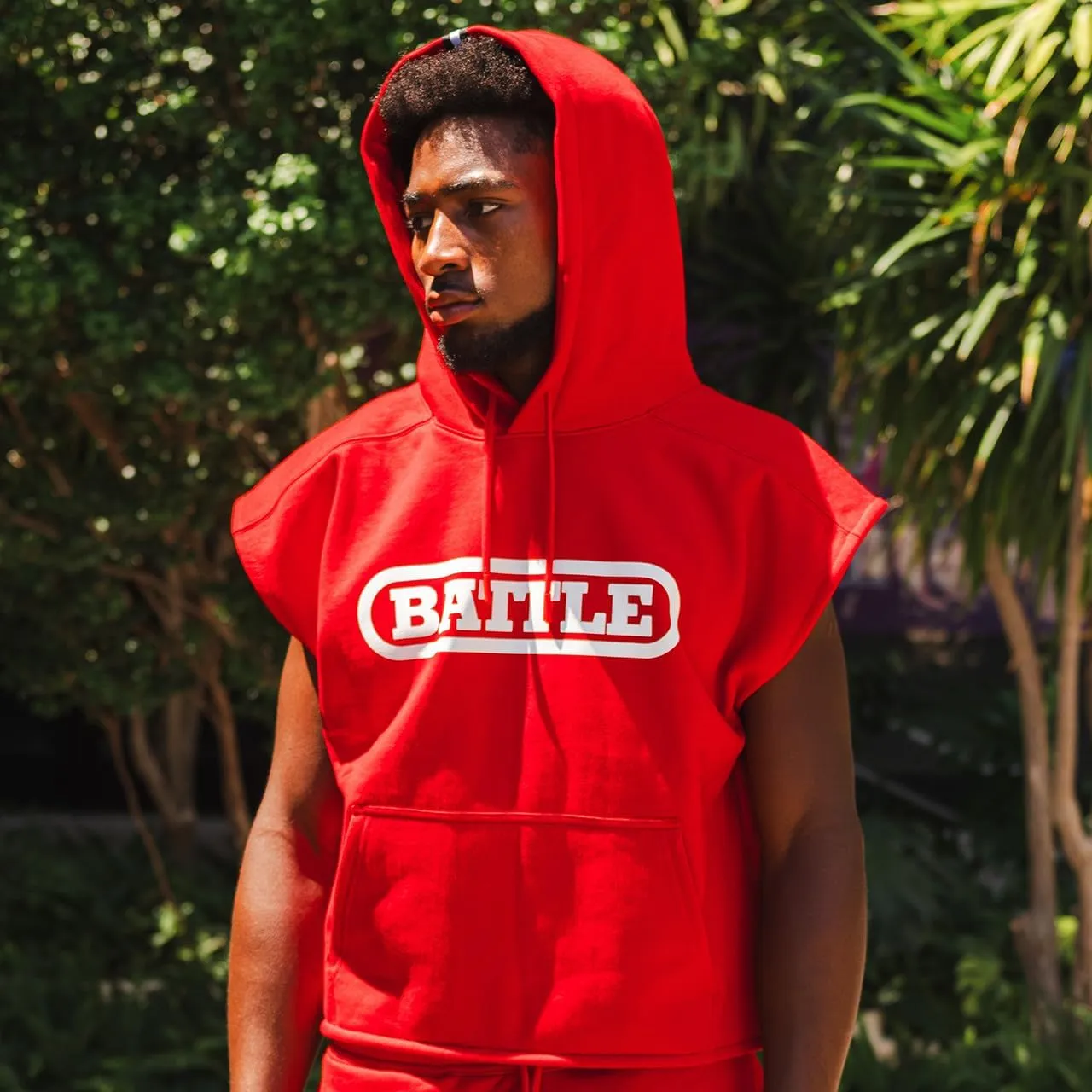 shuttle setback Sports Classics Sleeveless Hoodie, Cropped Length, Brushed Fleece Material, Standard Fit Battle 